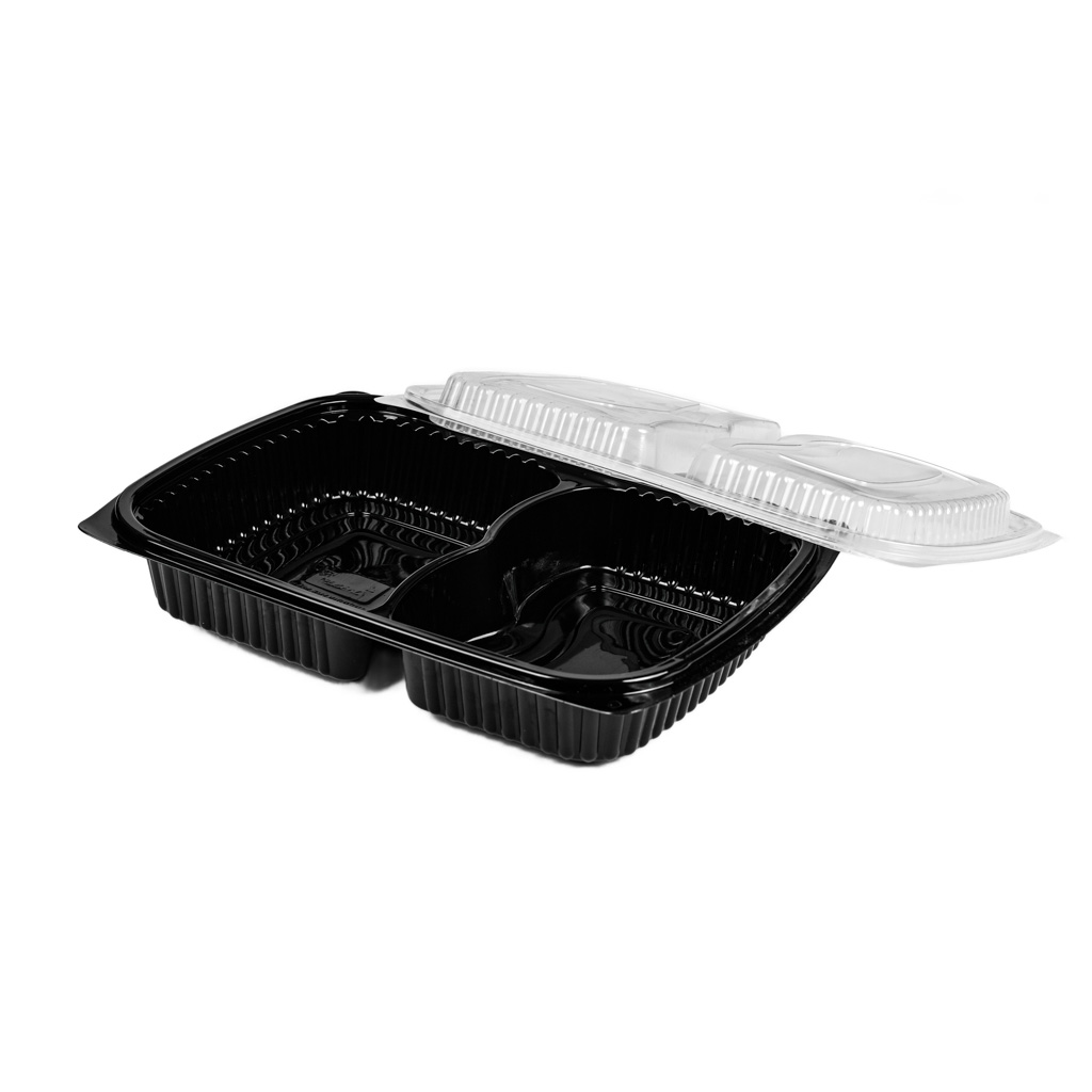 BARQUETTE 2 COMPARTIMENTS 1250 ml MICRO-ONDABLE / COUVERCLE VENDUE SÉPARÉMENT